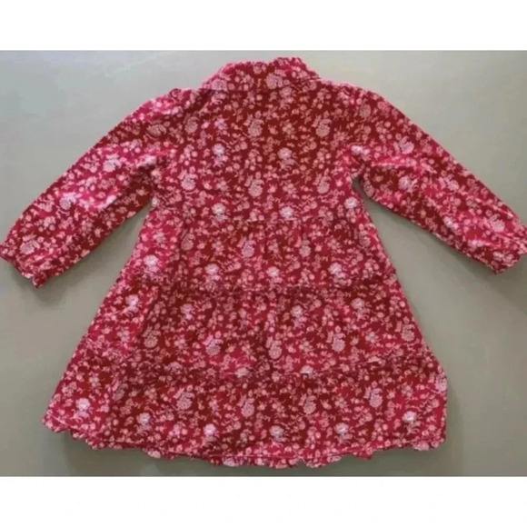Tommy Hilfiger Toddler Girl Dress 18-24m Red Rose Pattern Long Sleeves Ruffles - Picture 2 of 4
